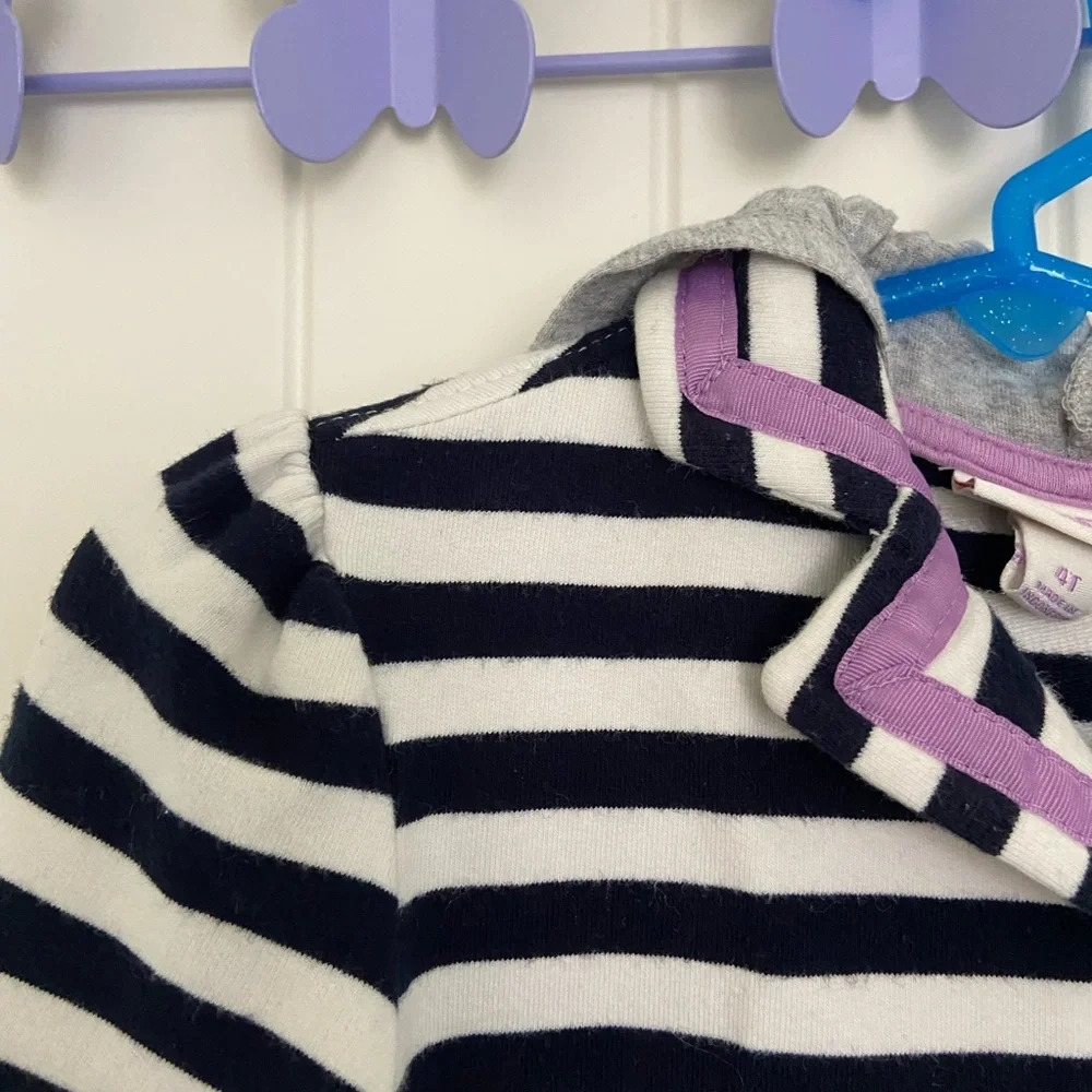 EUC | Genuine Kids by Oshkosh toddler girl’s striped button‎ up hooded jacket 4T - Picture 3 of 6